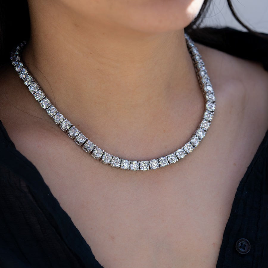 14K White Gold Lab-Created 4-Prong Diamond Tennis Necklace (80 CTW F-G SI)