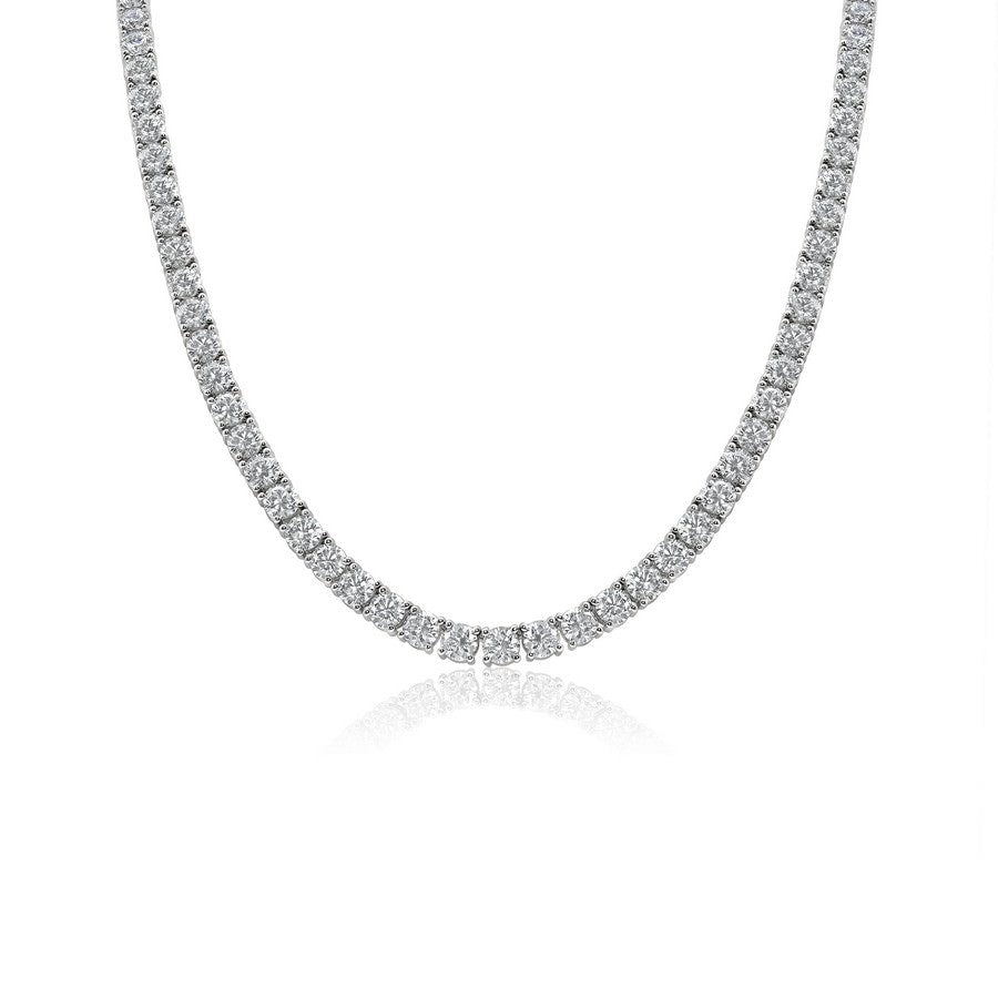 14K White Gold Lab-Created 4-Prong Diamond Tennis Necklace (28 CTW F-G SI)