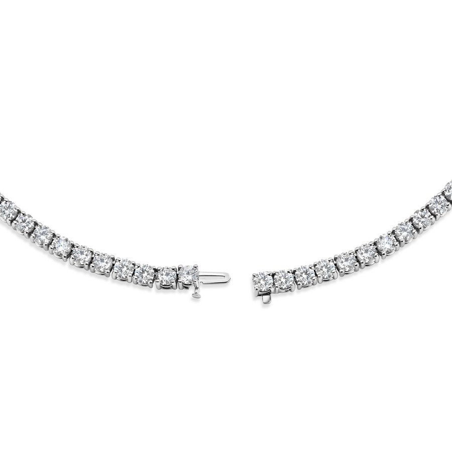14K White Gold Lab-Created 4-Prong Diamond Tennis Necklace (28 CTW F-G SI)