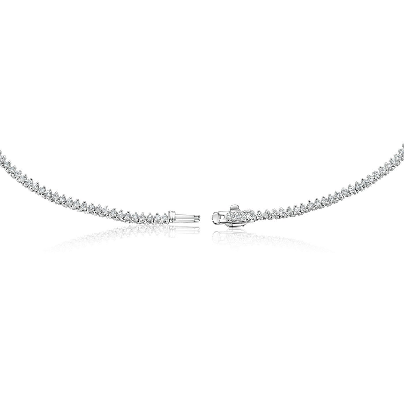 14K White Gold Lab-Created 3-Prong Diamond Riviera Necklace (5.50 CTW F-G SI)
