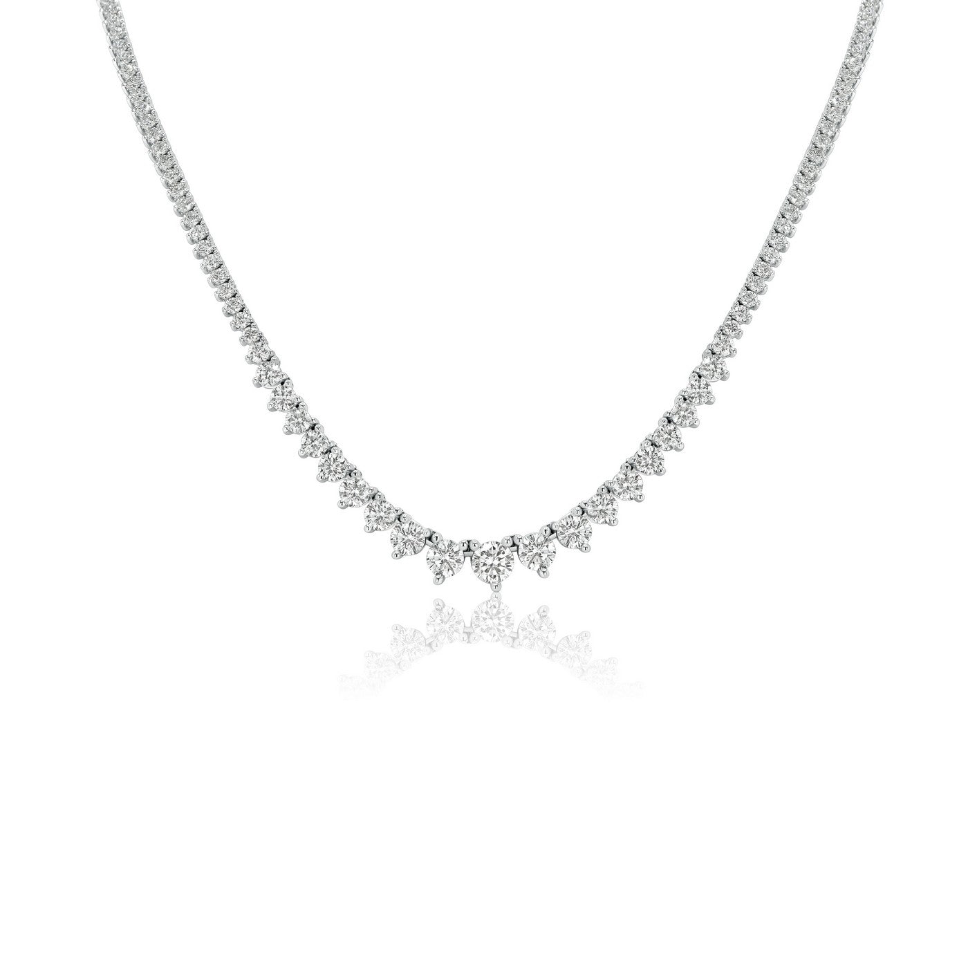 14K White Gold Lab-Created 3-Prong Diamond Riviera Necklace (5.50 CTW F-G SI)