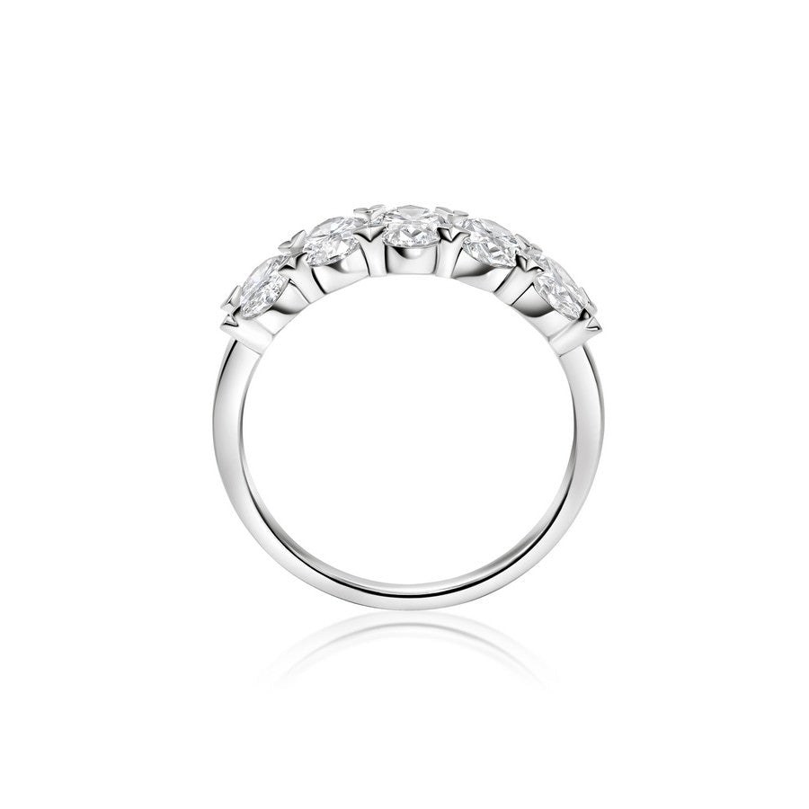 14K White Gold Lab-Created Diamond Oval 5 Stone Ring (2 CTW F-G SI)