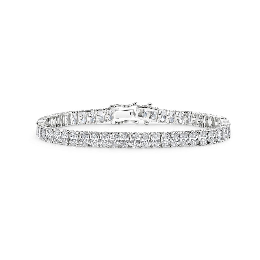 14K White Gold Lab-Created Diamond Oval Tennis Bracelet (10 CTW D-F VVS-VS)