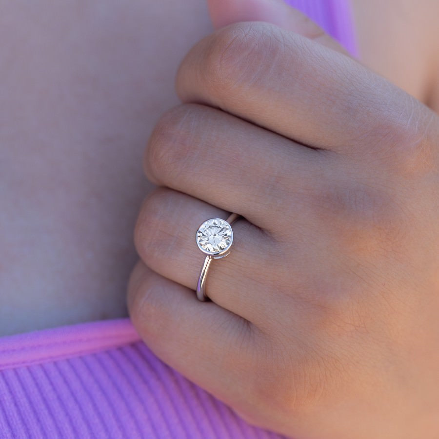 14K White Gold IGI Certified Lab-Created Diamond Bezel Ring (2 CTW F VS)