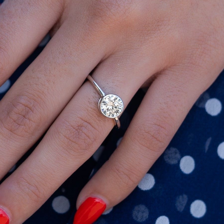 14K White Gold IGI Certified Lab-Created Diamond Bezel Ring (2 CTW F VS)