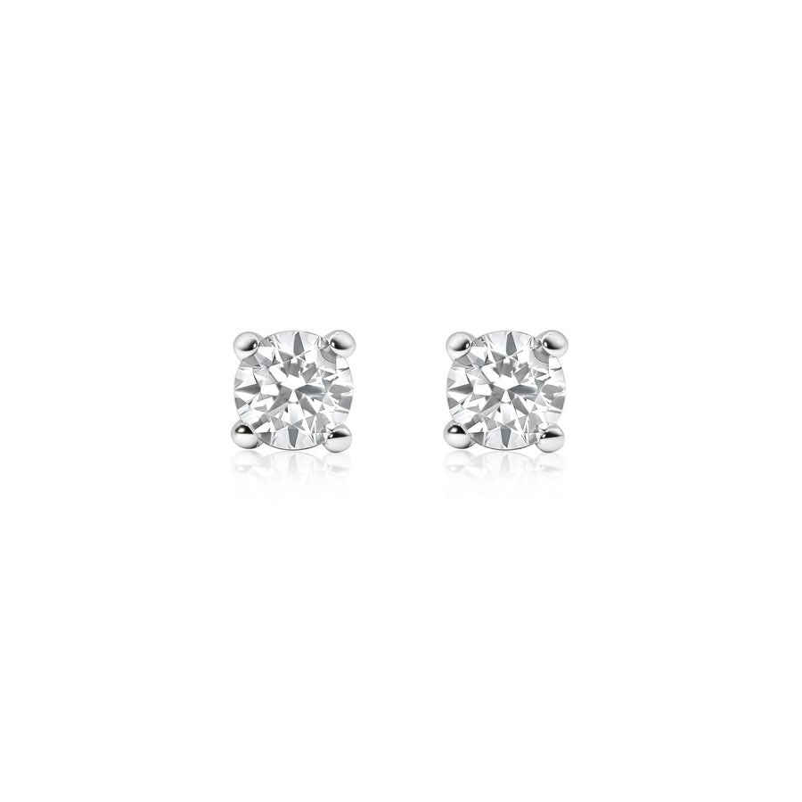 14K White Gold Lab-Created Diamond 4-Prong Baby Stud Earrings (0.10 CTW F-G SI)