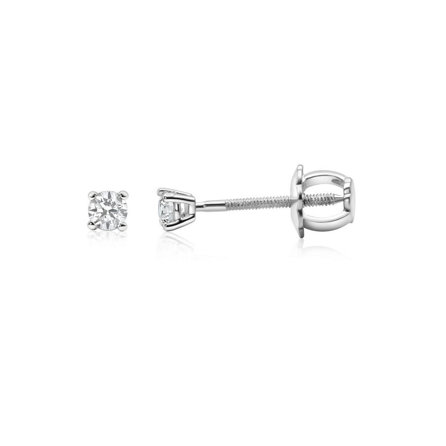 14K White Gold Lab-Created Diamond 4-Prong Baby Stud Earrings (0.10 CTW F-G SI)