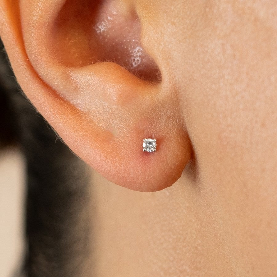14K White Gold Lab-Created Diamond 4-Prong Baby Stud Earrings (0.10 CTW F-G SI)