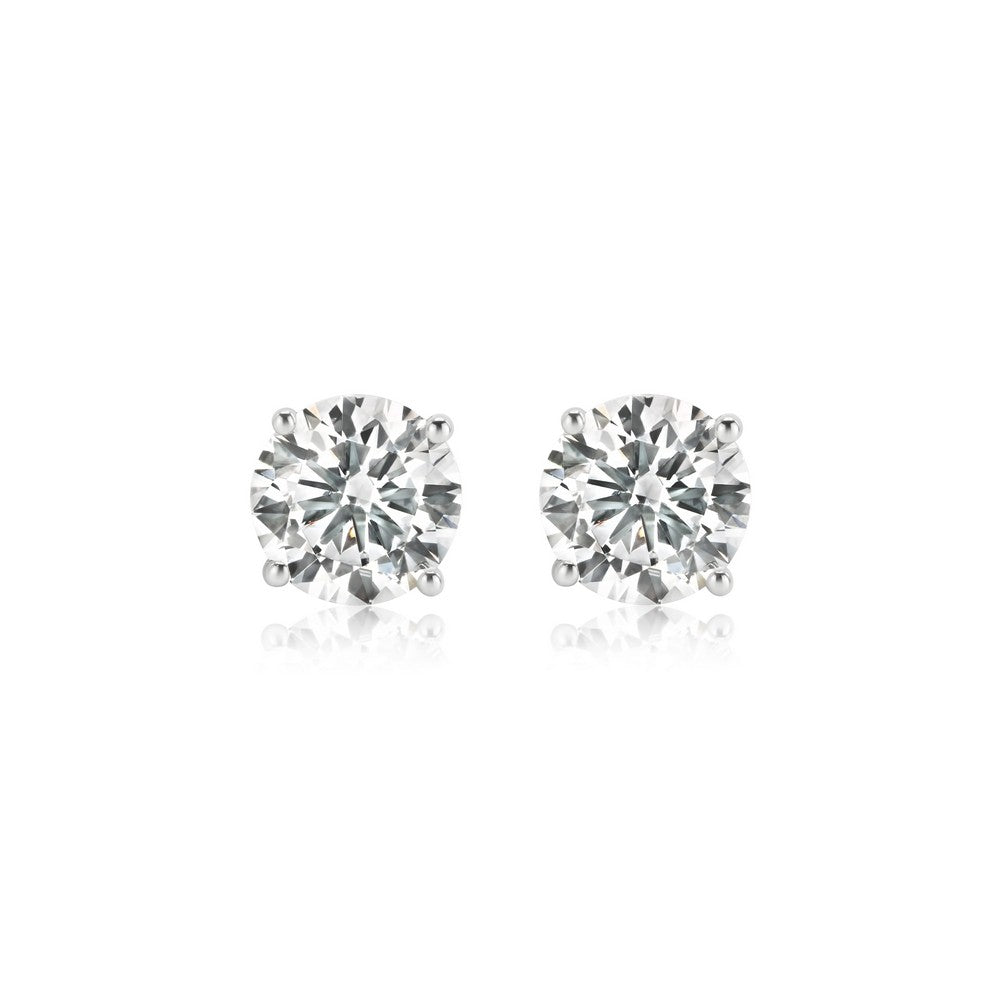 14K White Gold Lab-Created Diamond 4 Prong Basket Screw Back Stud Earring (2.00 CTW F-G SI)