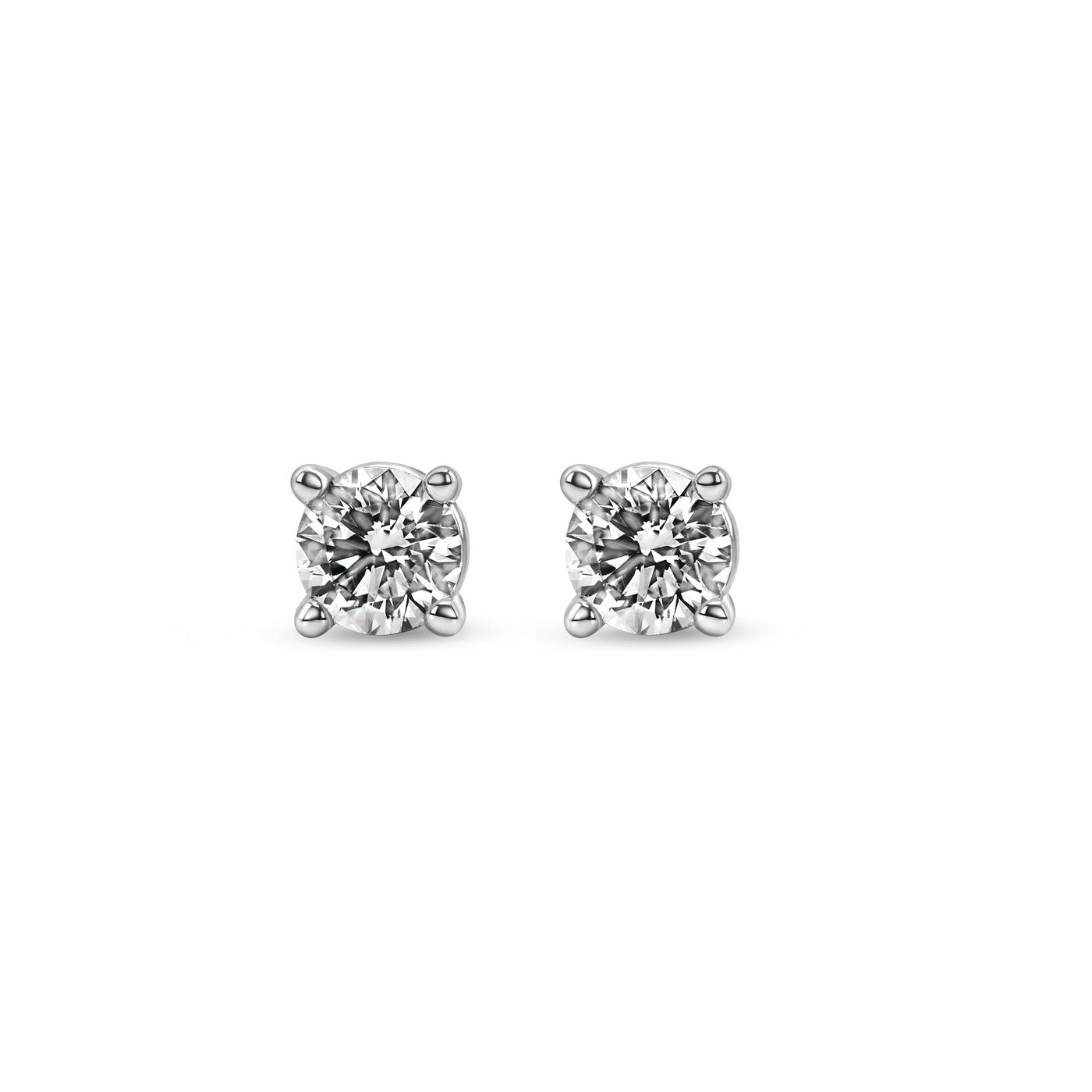 14K White Gold Lab-Created Diamond 4 Prong Basket Push Back Stud Earring (0.25 CTW F-G SI)