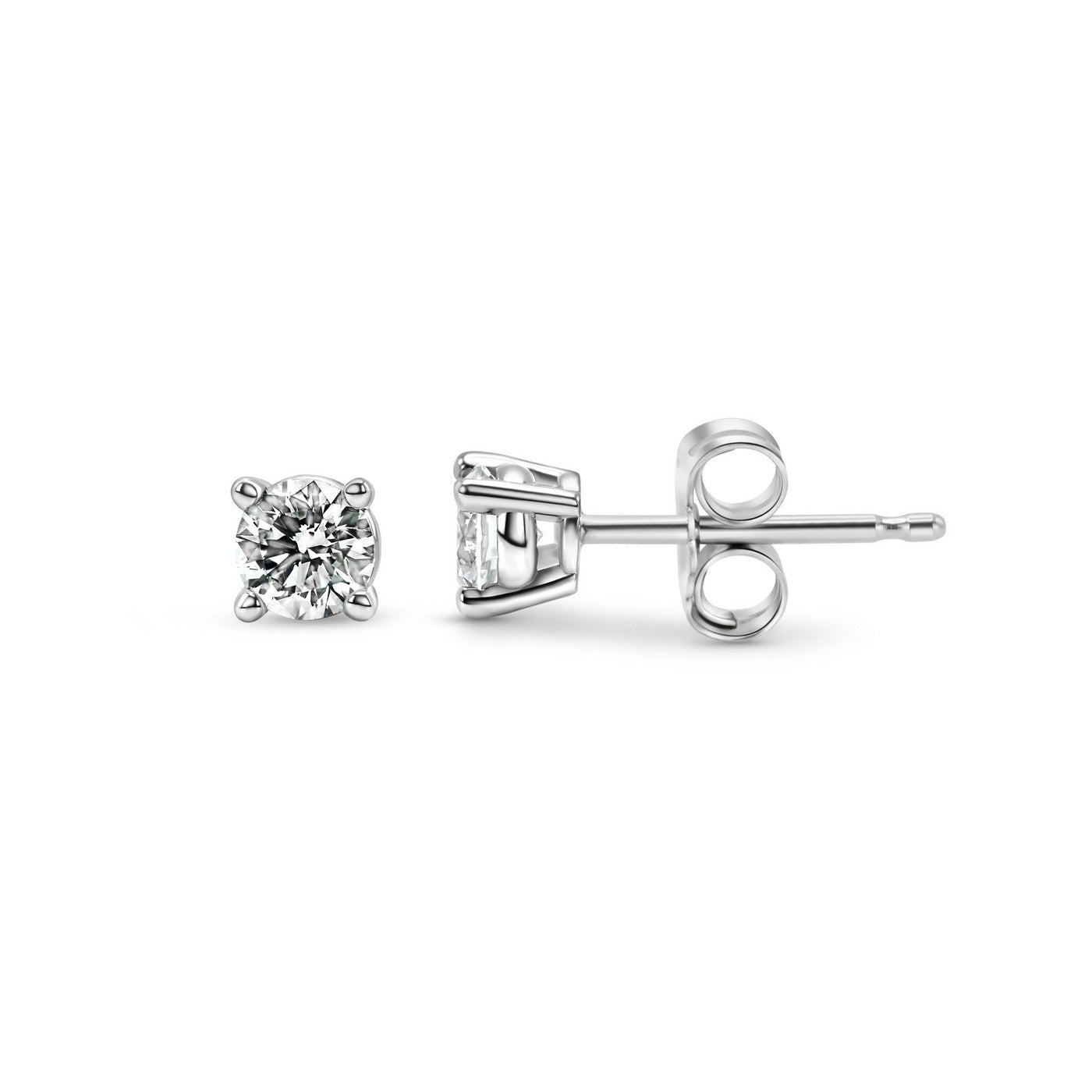 14K White Gold Lab-Created Diamond 4 Prong Basket Push Back Stud Earring (0.25 CTW F-G SI)
