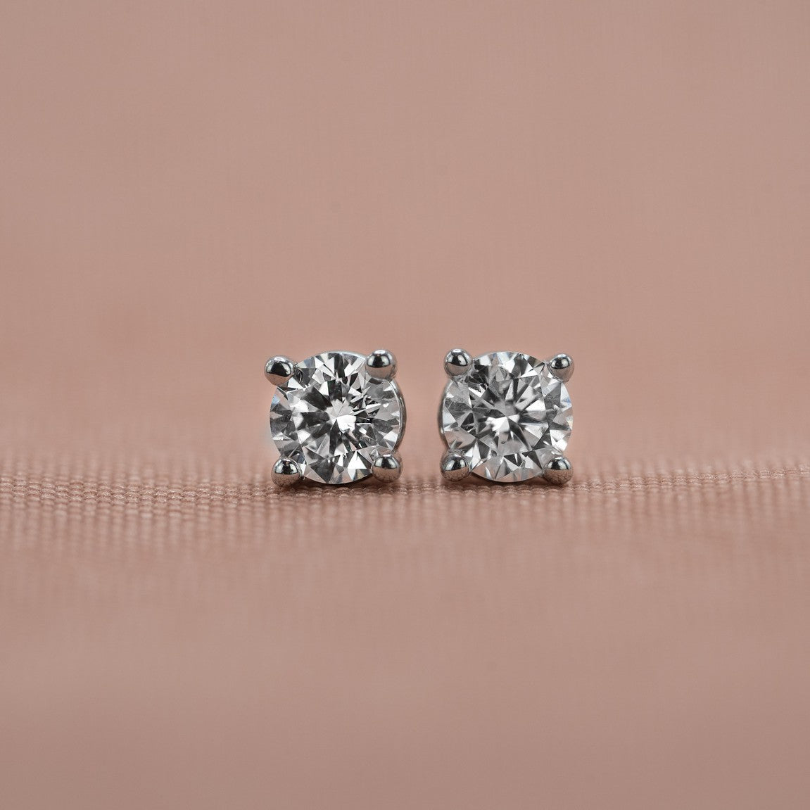 14K White Gold Lab-Created Diamond 4 Prong Basket Push Back Stud Earring (0.25 CTW F-G SI)