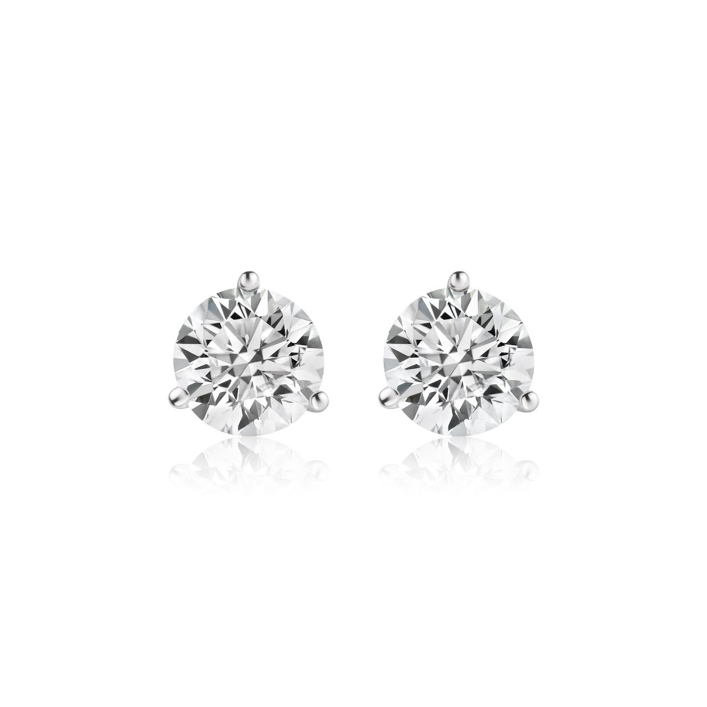 14K White Gold IGI Certified Lab-Created Diamond 3 Prong Martini Push Back Stud Earring (4.00 CTW F VS)