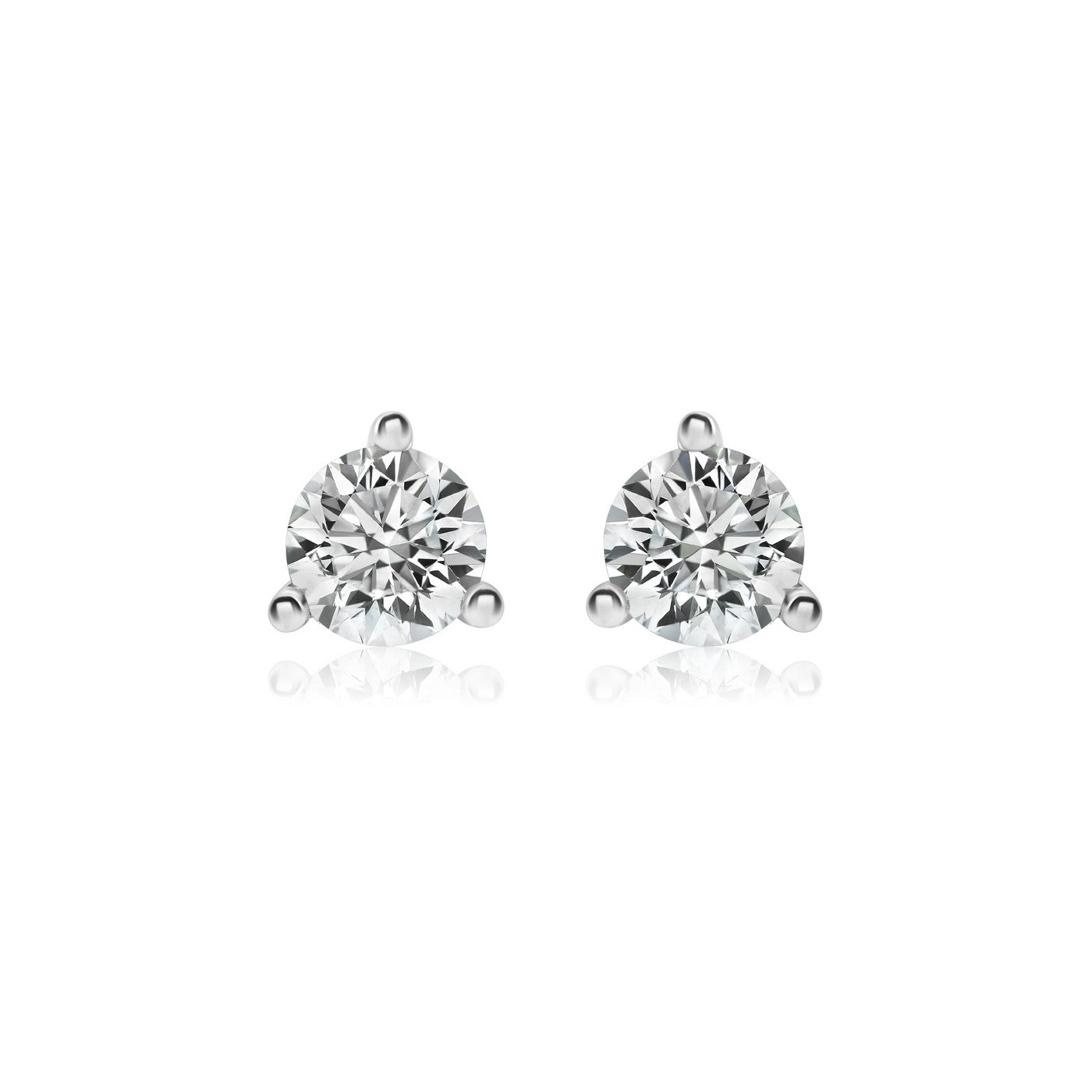 14K White Gold Lab-Created Diamond 3 Prong Martini Push Back Stud Earring (0.50 CTW F-G SI)