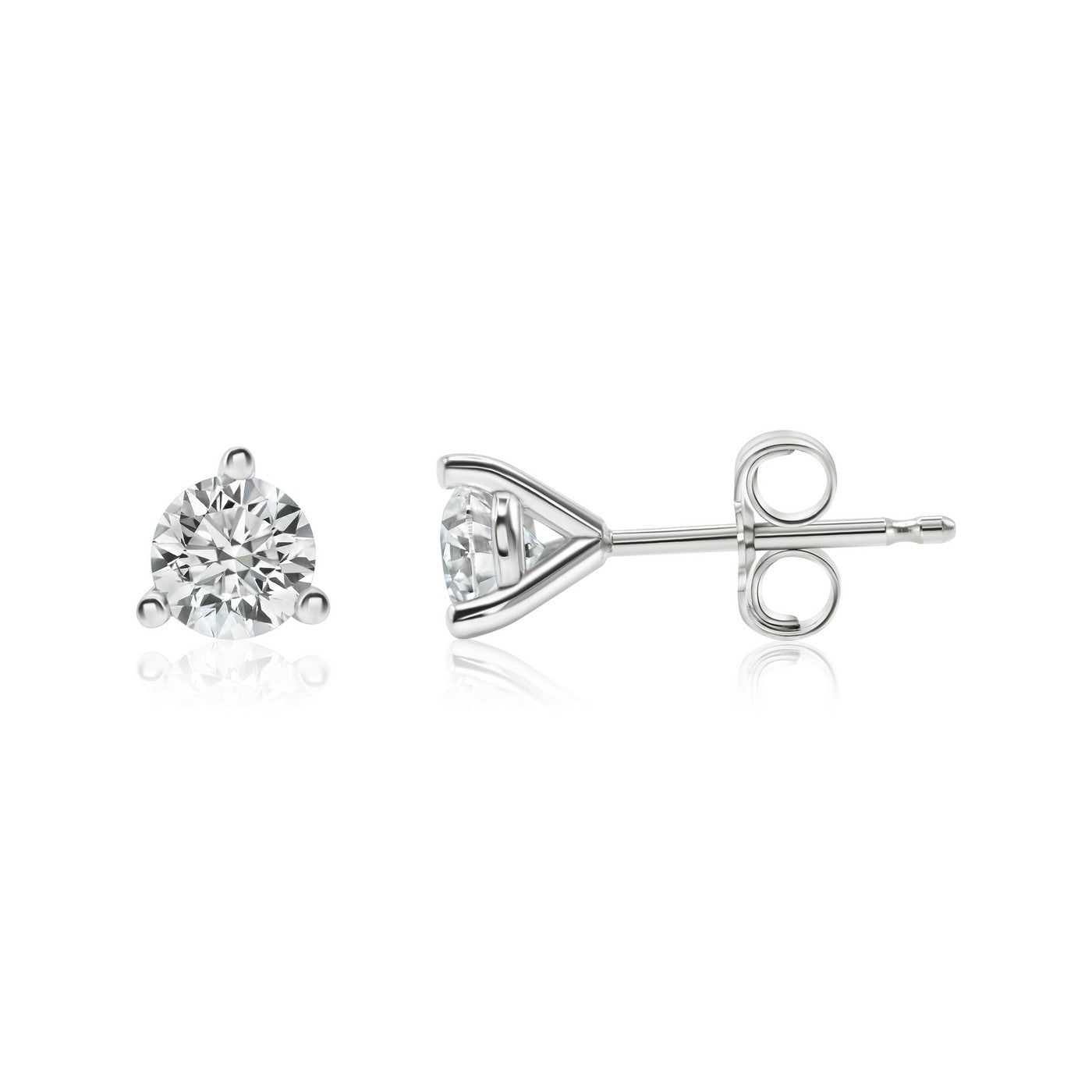 14K White Gold Lab-Created Diamond 3 Prong Martini Push Back Stud Earring (0.50 CTW F-G SI)