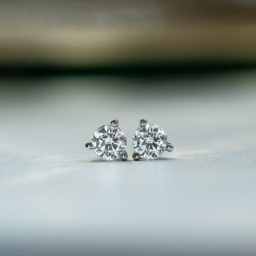 14K White Gold Lab-Created Diamond 3 Prong Martini Push Back Stud Earring (0.50 CTW F-G SI)