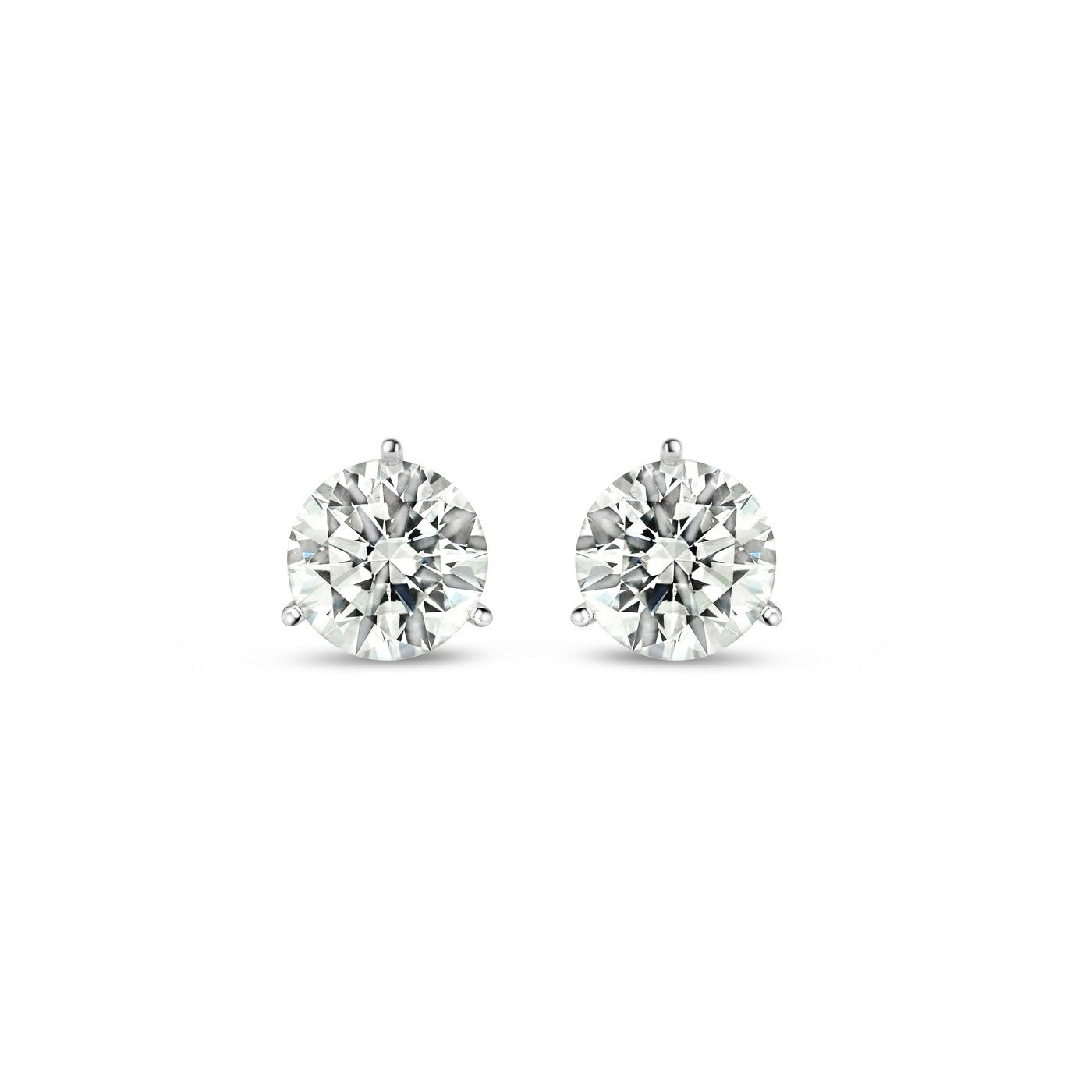 14K White Gold IGI Certified Lab-Created Diamond 3 Prong Martini Push Back Stud Earring (6.00 CTW F VS)