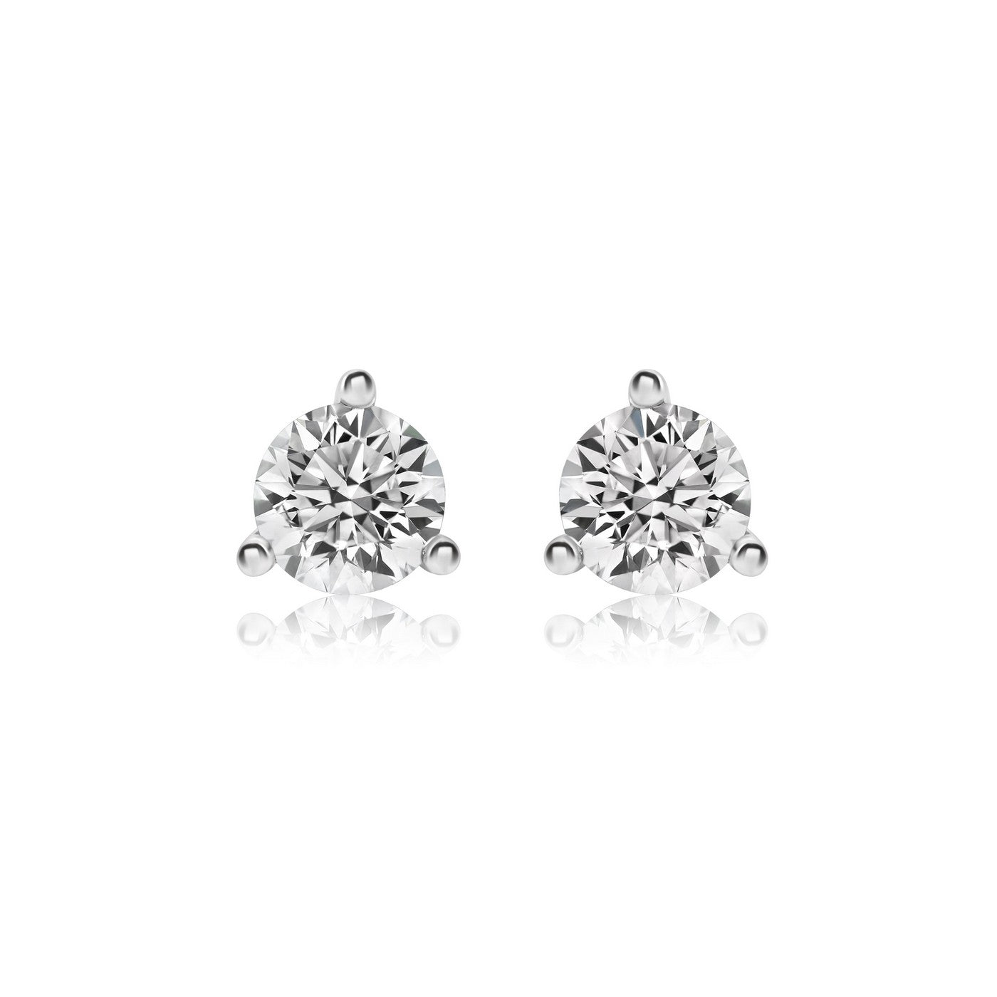 14K White Gold Lab-Created Diamond 3 Prong Martini Push Back Stud Earring (0.75 CTW F-G SI)
