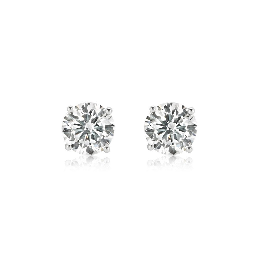 14K White Gold Lab-Created Diamond 4 Prong Basket Screw Back Stud Earring (1.50 CTW F-G SI)