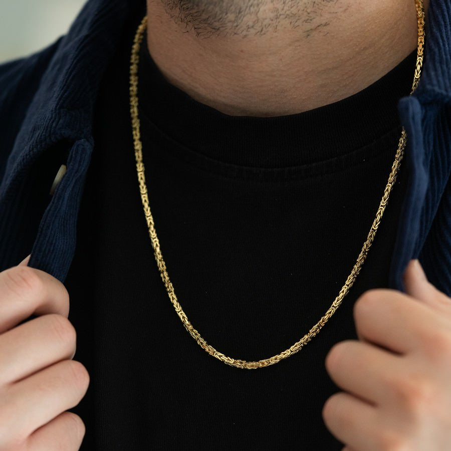 14K Yellow Gold Byzantine Chain – 22 Inch