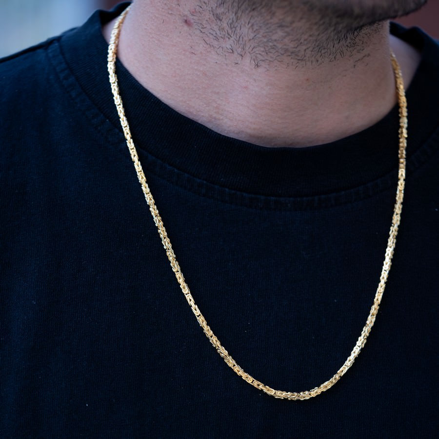 14K Yellow Gold Byzantine Chain – 22 Inch