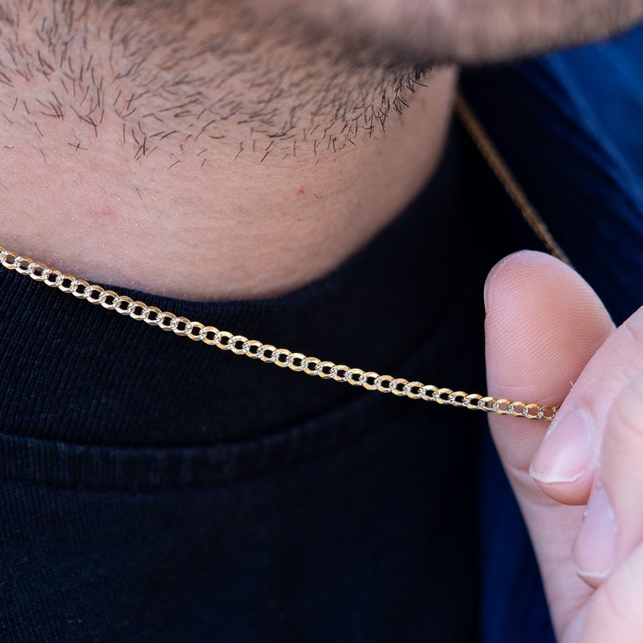 14K Yellow Gold Diamond-Cut Curb Chain – 22 Inch