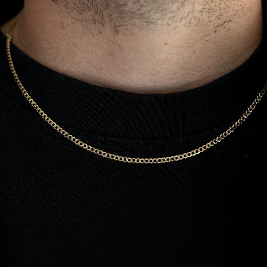 14K Yellow Gold Diamond-Cut Curb Chain – 22 Inch