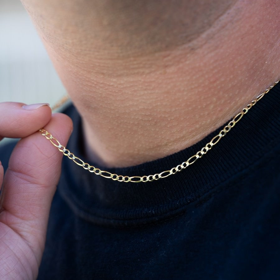 14K Yellow Gold Featherlight Figaro Chain – 22 Inch