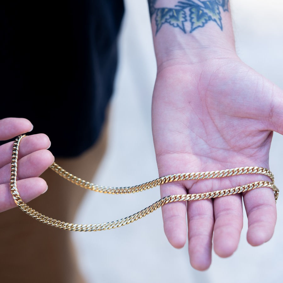 14K Yellow Gold Hollow Miami Cuban Link Chain – 22 Inch
