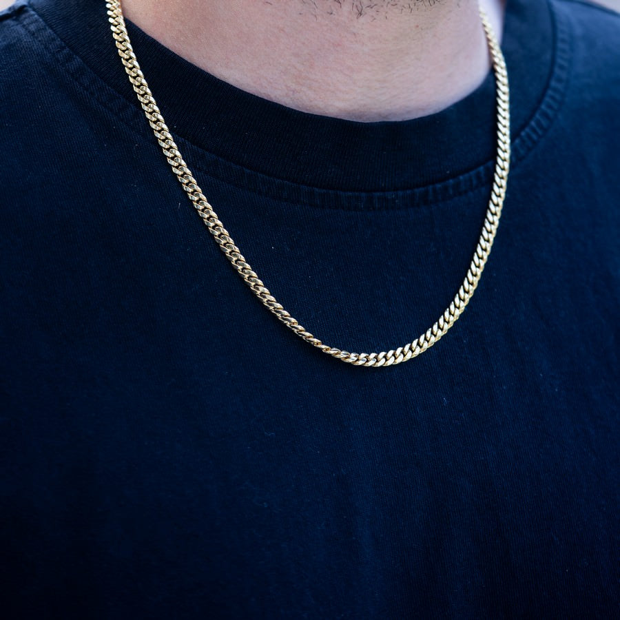 14K Yellow Gold Hollow Miami Cuban Link Chain – 22 Inch