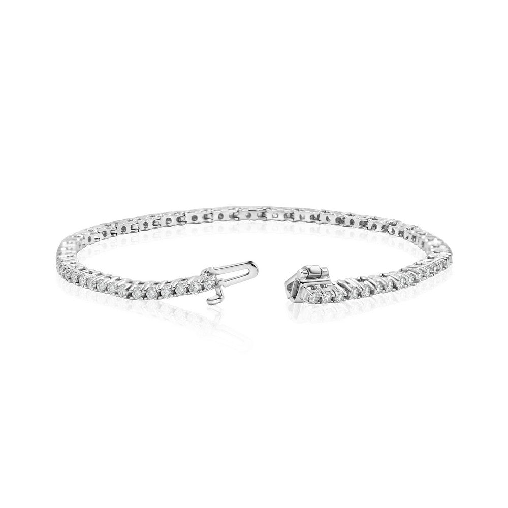 14K White Gold Lab-Created 4-Prong Diamond Tennis Bracelet (2 CTW F-G SI)