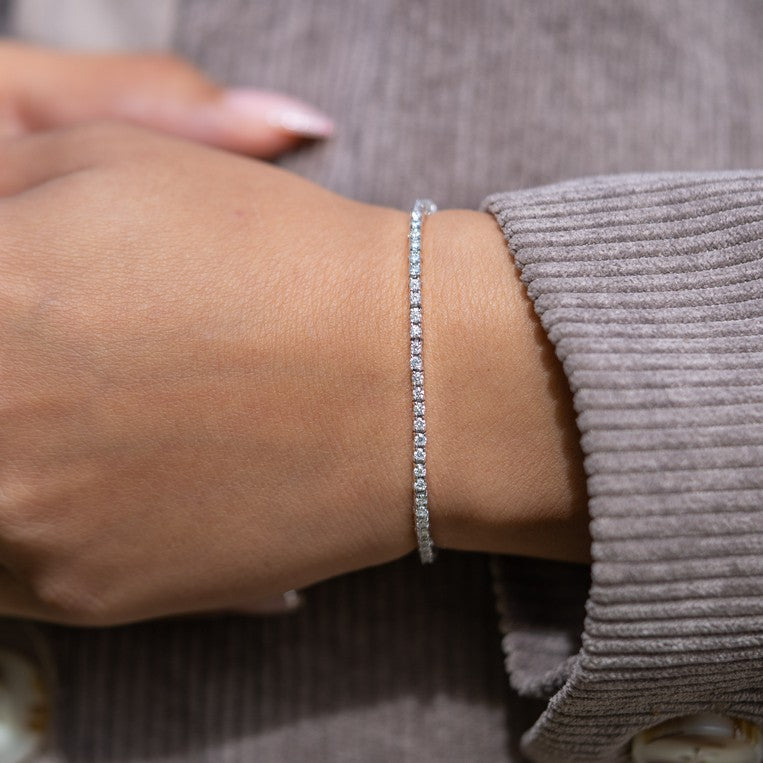 14K White Gold Lab-Created 4-Prong Diamond Tennis Bracelet (2 CTW F-G SI)