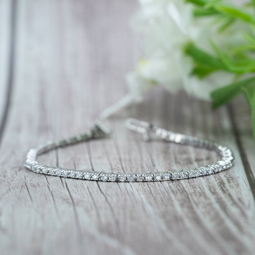14K White Gold Lab-Created 4-Prong Diamond Tennis Bracelet (2 CTW F-G SI)