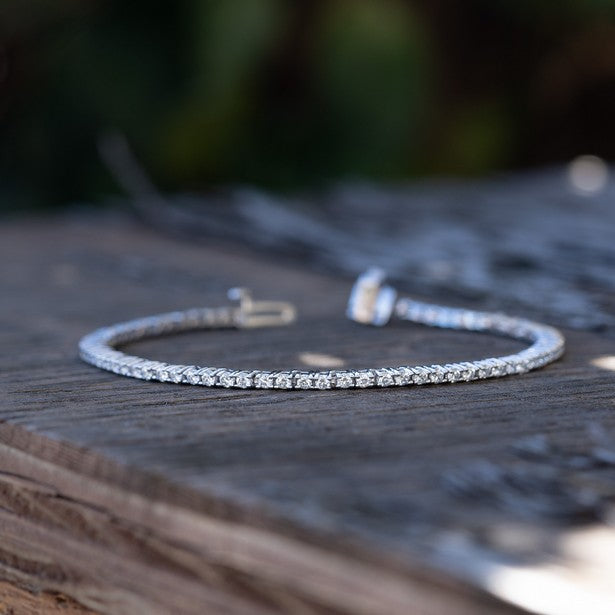 14K White Gold Lab-Created 4-Prong Diamond Tennis Bracelet (2 CTW F-G SI)