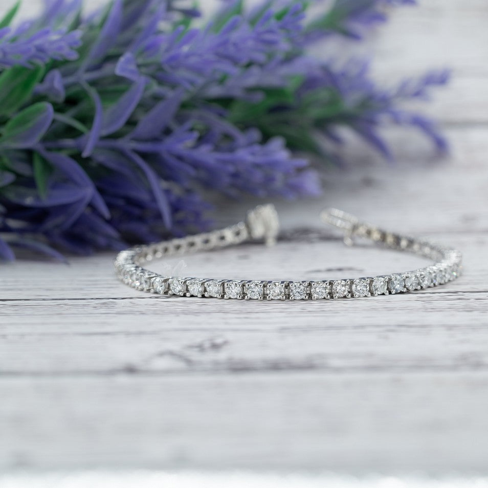 14K White Gold Lab-Created 4-Prong Diamond Tennis Bracelet (5 CTW F-G SI)