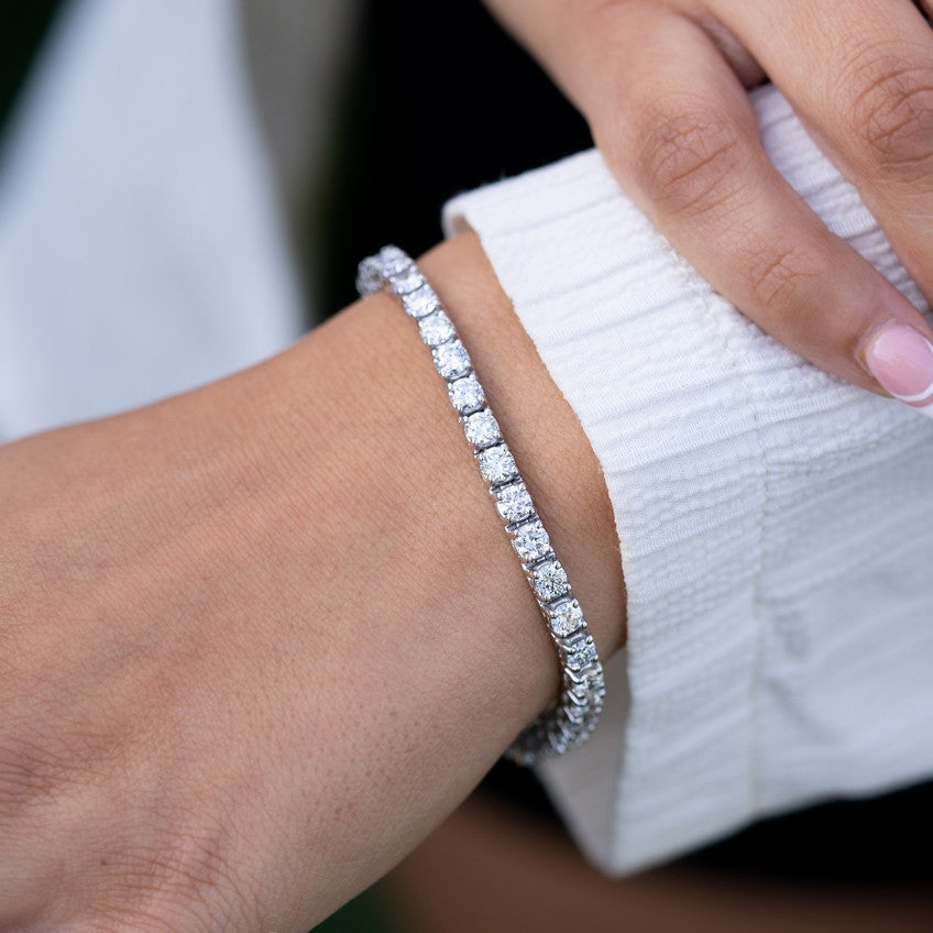 14K White Gold Lab-Created 4-Prong Diamond Tennis Bracelet (10 CTW F-G SI)
