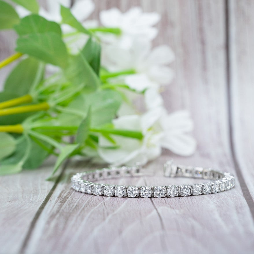 14K White Gold Lab-Created 4-Prong Diamond Tennis Bracelet (10 CTW F-G SI)