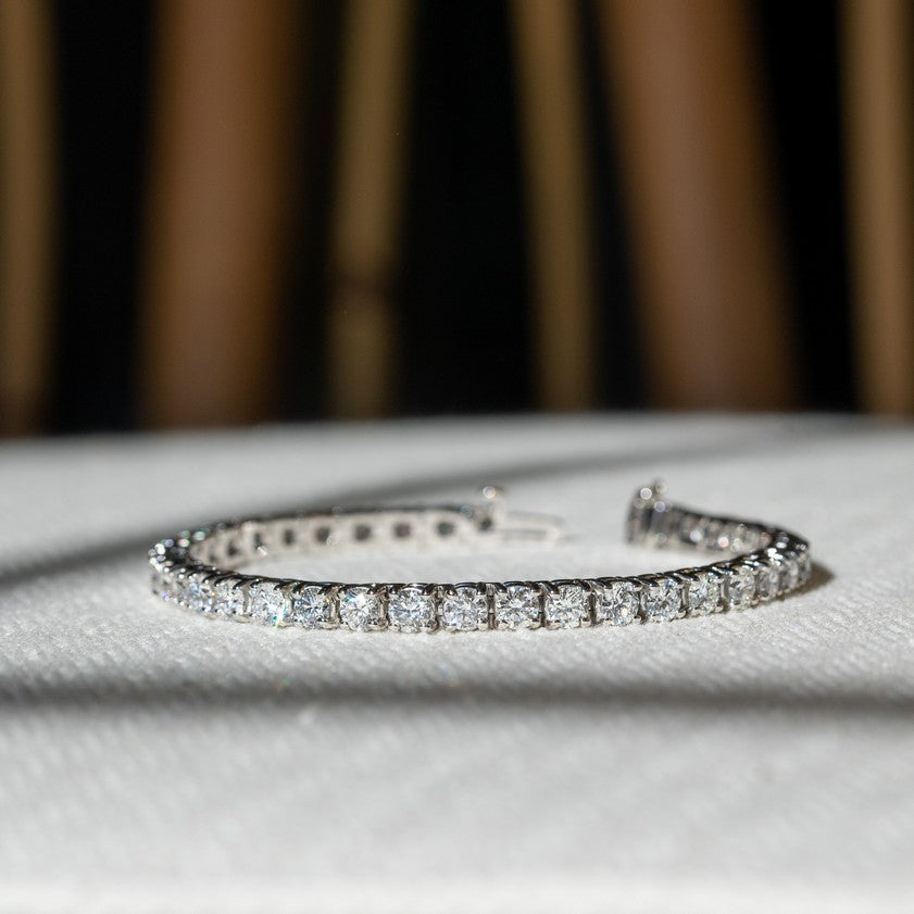 14K White Gold Lab-Created 4-Prong Diamond Tennis Bracelet (10 CTW F-G SI)