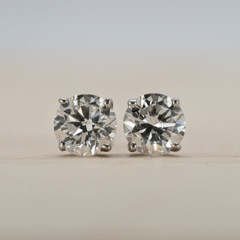 14K White Gold Lab-Created Diamond 4 Prong Basket Screw Back Stud Earring (1.00 CTW F-G SI)