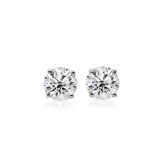 14K White Gold Lab-Created Diamond 4 Prong Basket Screw Back Stud Earring (1.00 CTW F-G SI)