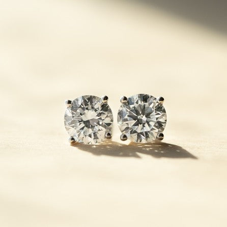 14K White Gold Lab-Created Diamond 4 Prong Basket Screw Back Stud Earring (1.50 CTW F-G SI)
