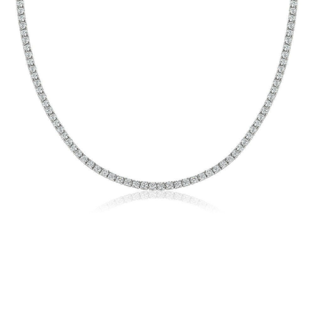 14K White Gold Lab-Created 4-Prong Diamond Tennis Necklace (8 CTW F-G SI)