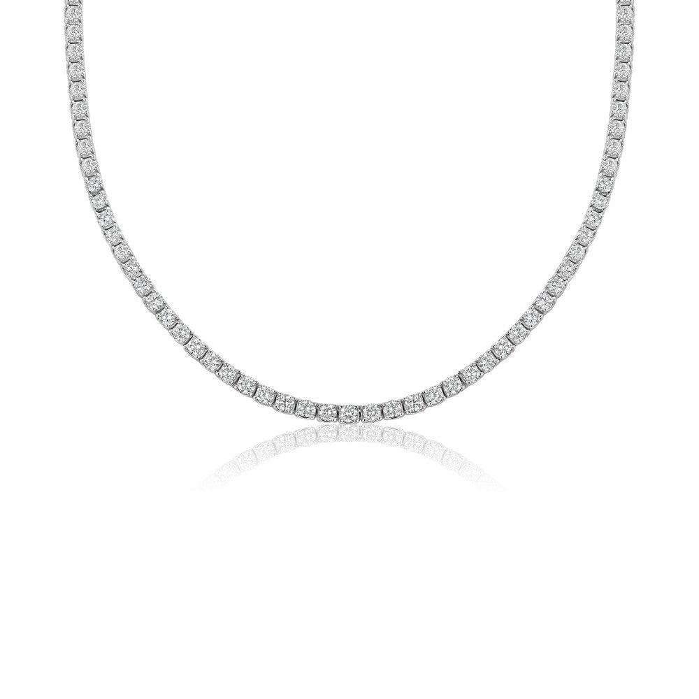 14K White Gold Lab-Created 4-Prong Diamond Tennis Necklace (10 CTW F-G SI)