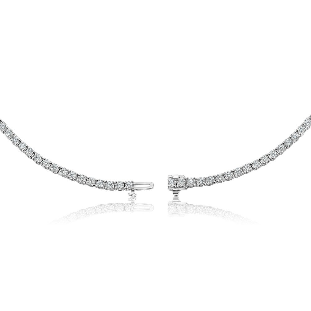 14K White Gold Lab-Created 4-Prong Diamond Tennis Necklace (10 CTW F-G SI)