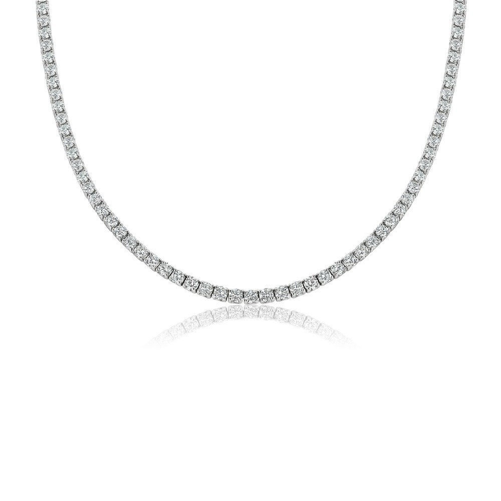 14K White Gold Lab-Created 4-Prong Diamond Tennis Necklace (14 CTW F-G SI)