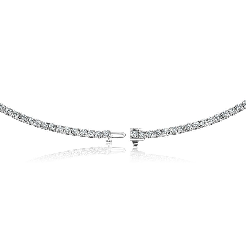 14K White Gold Lab-Created 4-Prong Diamond Tennis Necklace (14 CTW F-G SI)