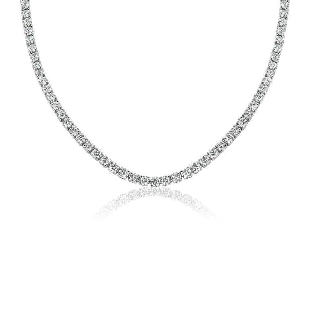 14K White Gold Lab-Created 4-Prong Diamond Tennis Necklace (15.5 CTW F-G SI)