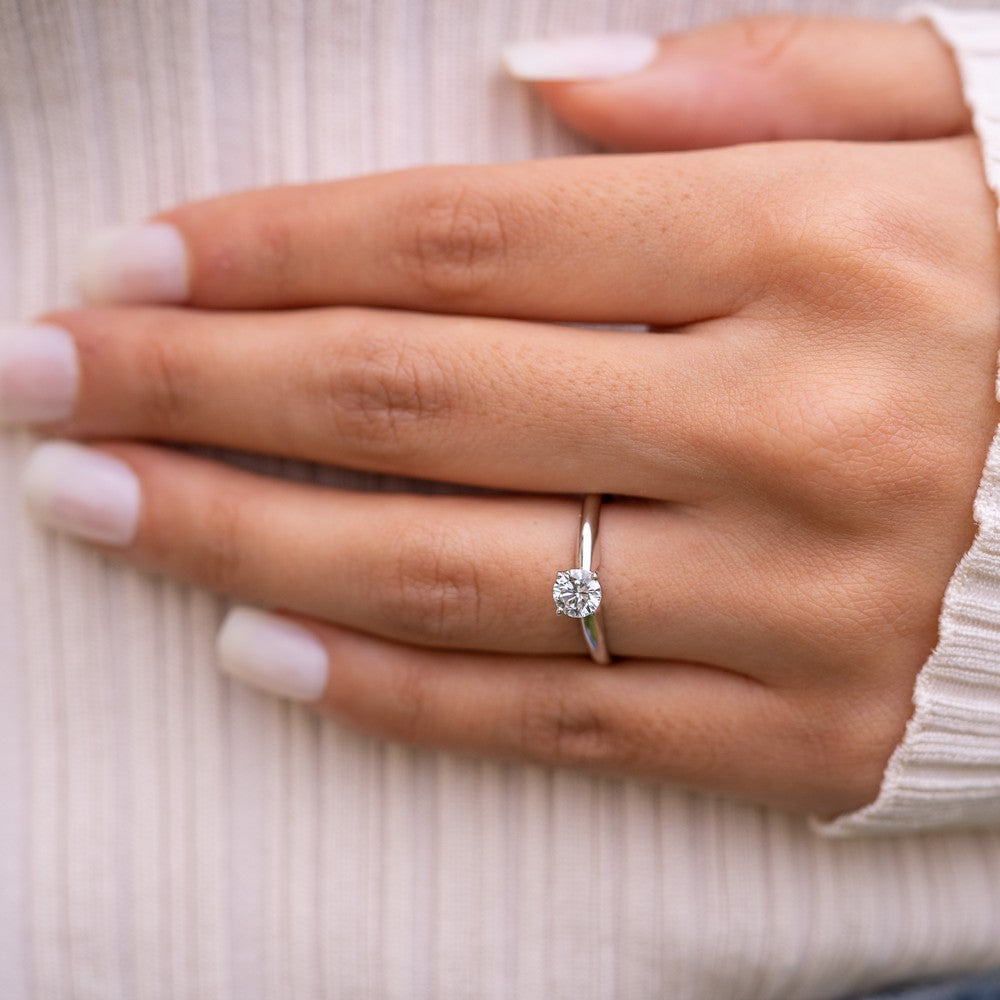 14K White Gold Lab-Created Diamond Classic Solitaire Ring (0.50 CTW F-G SI)