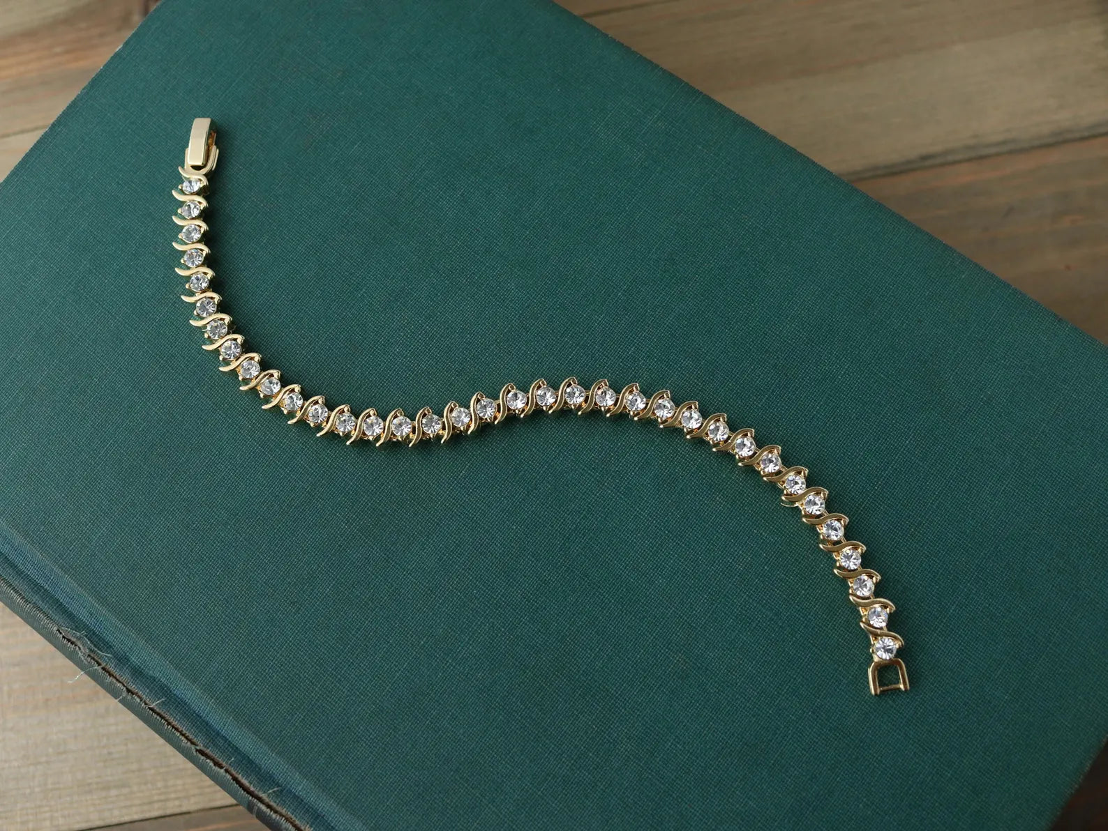S-Shape Lab Diamond Tennis Bracelet | 14K & 18K Yellow or White Gold | Elegant Round Diamond Bracelet | Custom Length