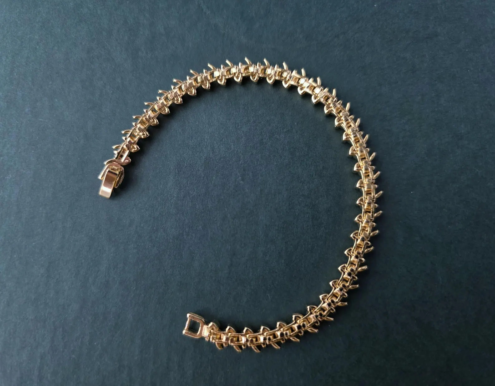 S-Shape Lab Diamond Tennis Bracelet | 14K & 18K Yellow or White Gold | Elegant Round Diamond Bracelet | Custom Length